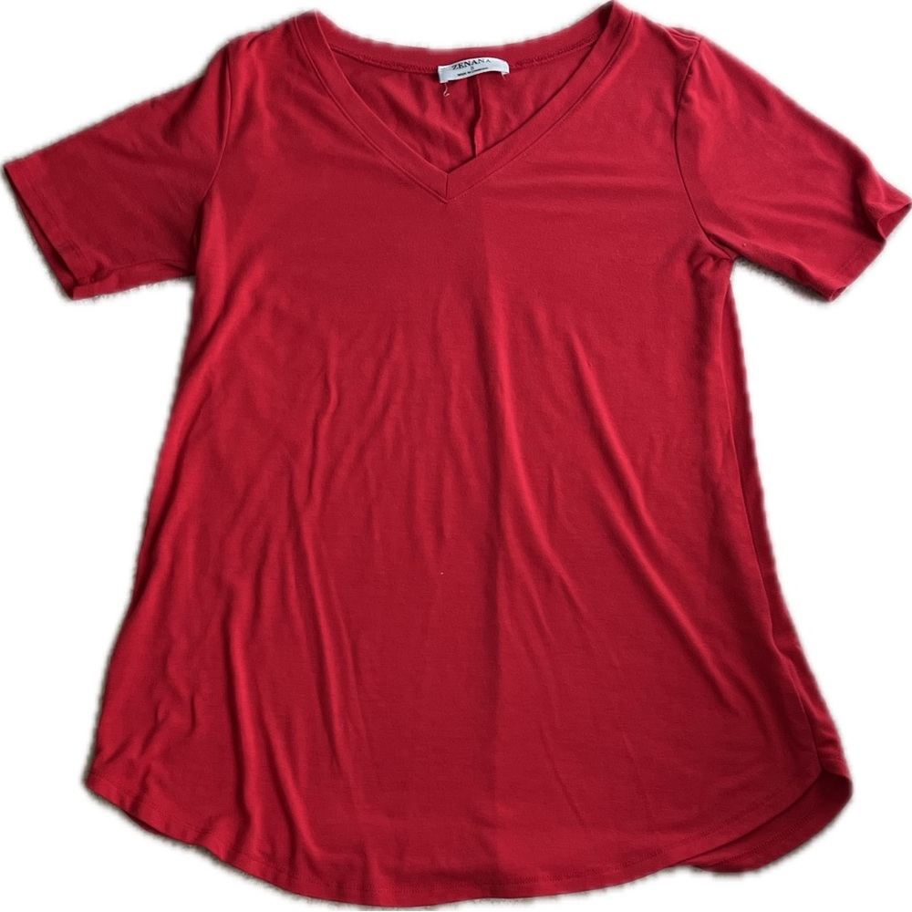 Red V-Neck Short Sleeve T-Shirt